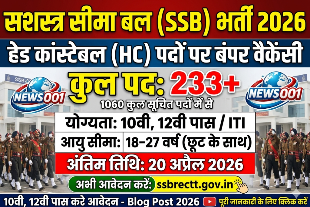 SSB Recruitment 2026: Notification released for 233 Head Constable posts, check full details here