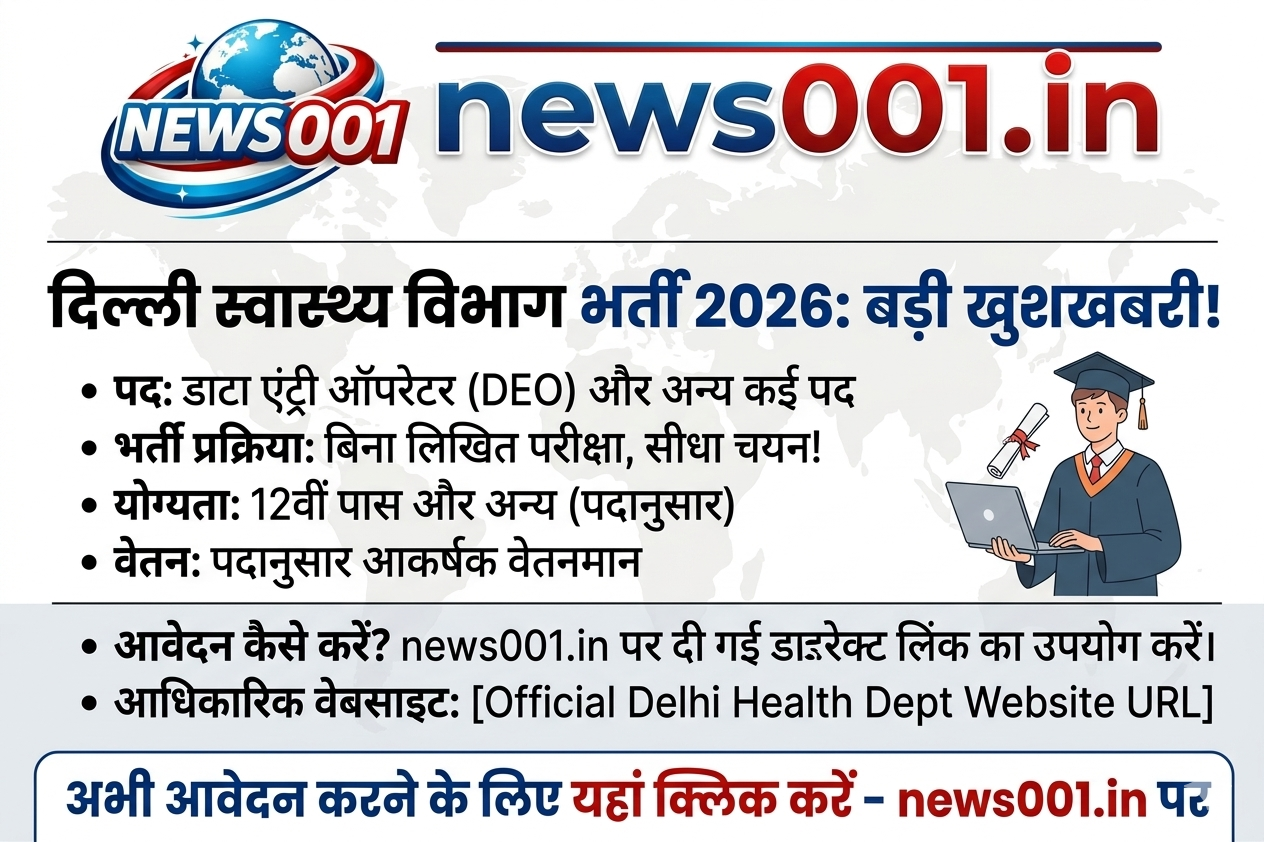 खुशखबरी! दिल्ली में निकली DEO पदों पर भर्ती, नहीं देनी होगी कोई परीक्षा, अभी करें आवेदन news001.in