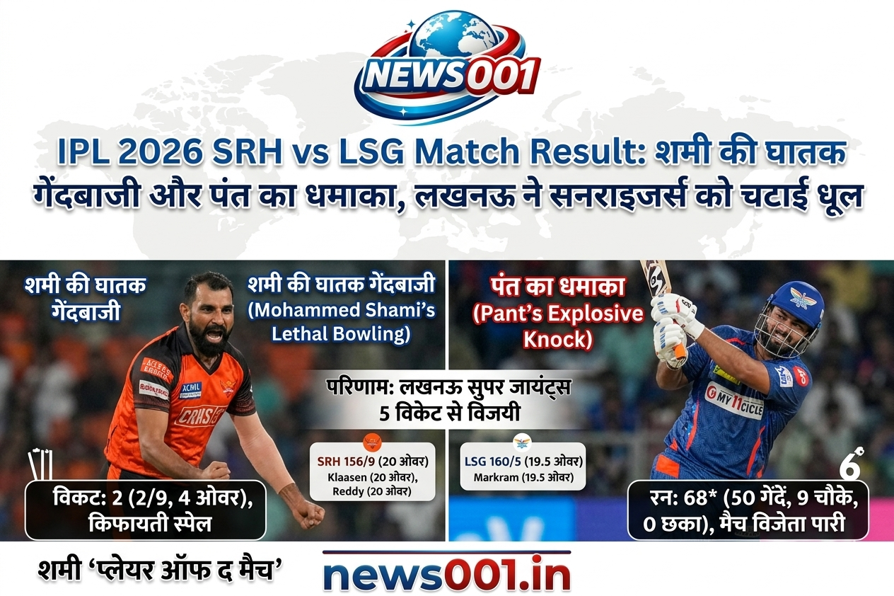 IPL 2026 SRH vs LSG Match Result: शमी की घातक गेंदबाजी और पंत का धमाका, लखनऊ ने सनराइजर्स को चटाई धूल news001.in